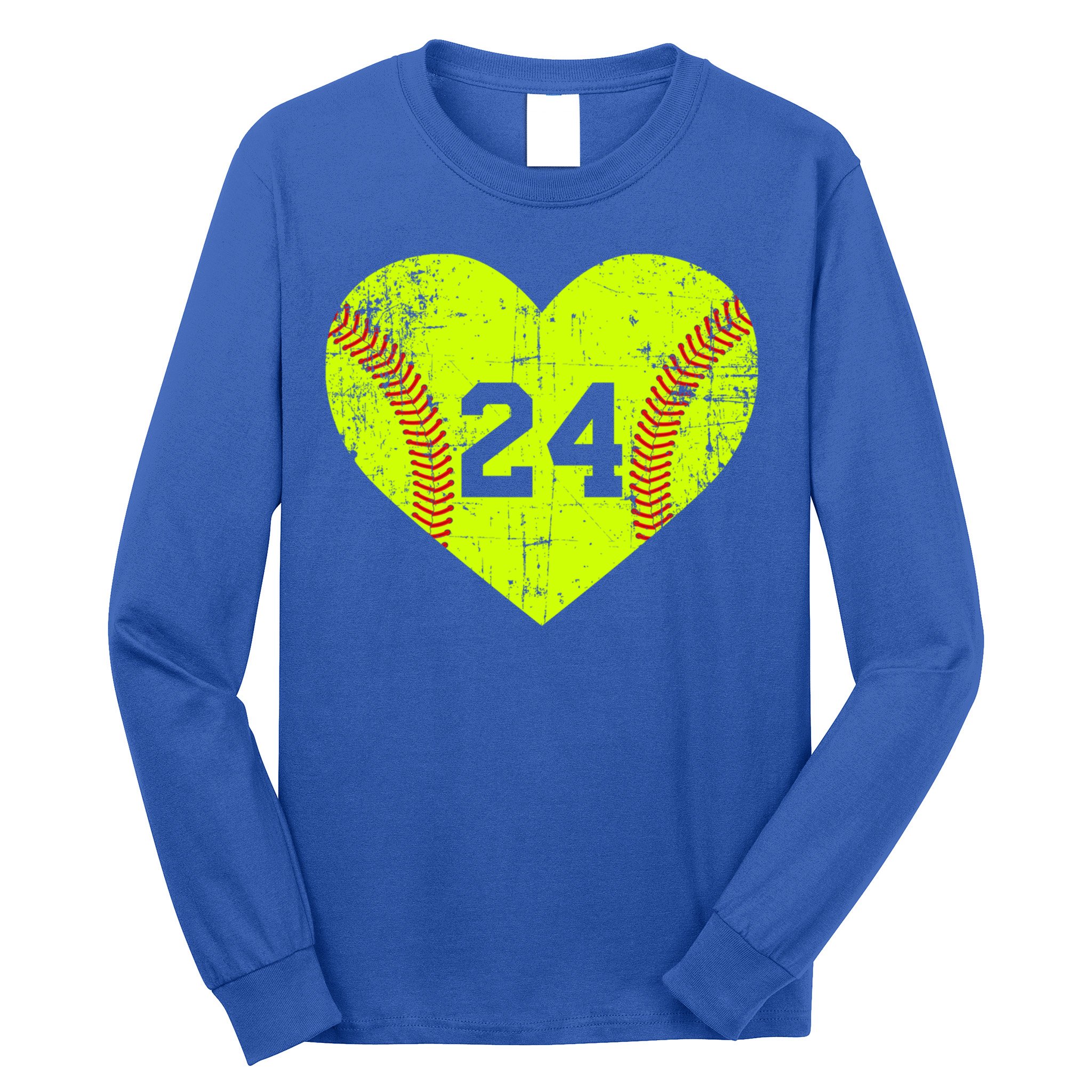 Vintage Fastpitch Softball 24 Jersey Number Gift Long Sleeve Shirt