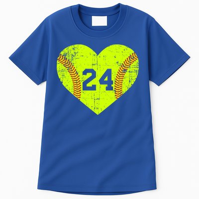 Vintage Fastpitch Softball 24 Jersey Number Gift Tall T-Shirt