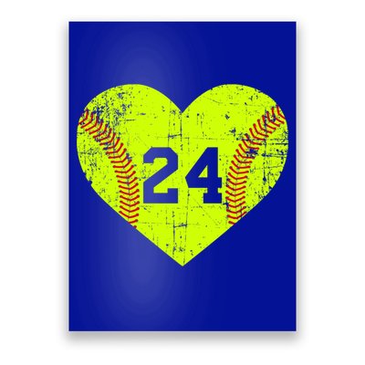 Vintage Fastpitch Softball 24 Jersey Number Gift Poster