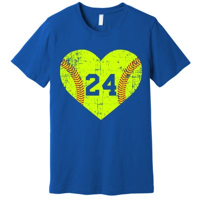 Vintage Fastpitch Softball 24 Jersey Number Gift Premium T-Shirt