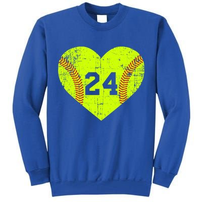 Vintage Fastpitch Softball 24 Jersey Number Gift Tall Sweatshirt