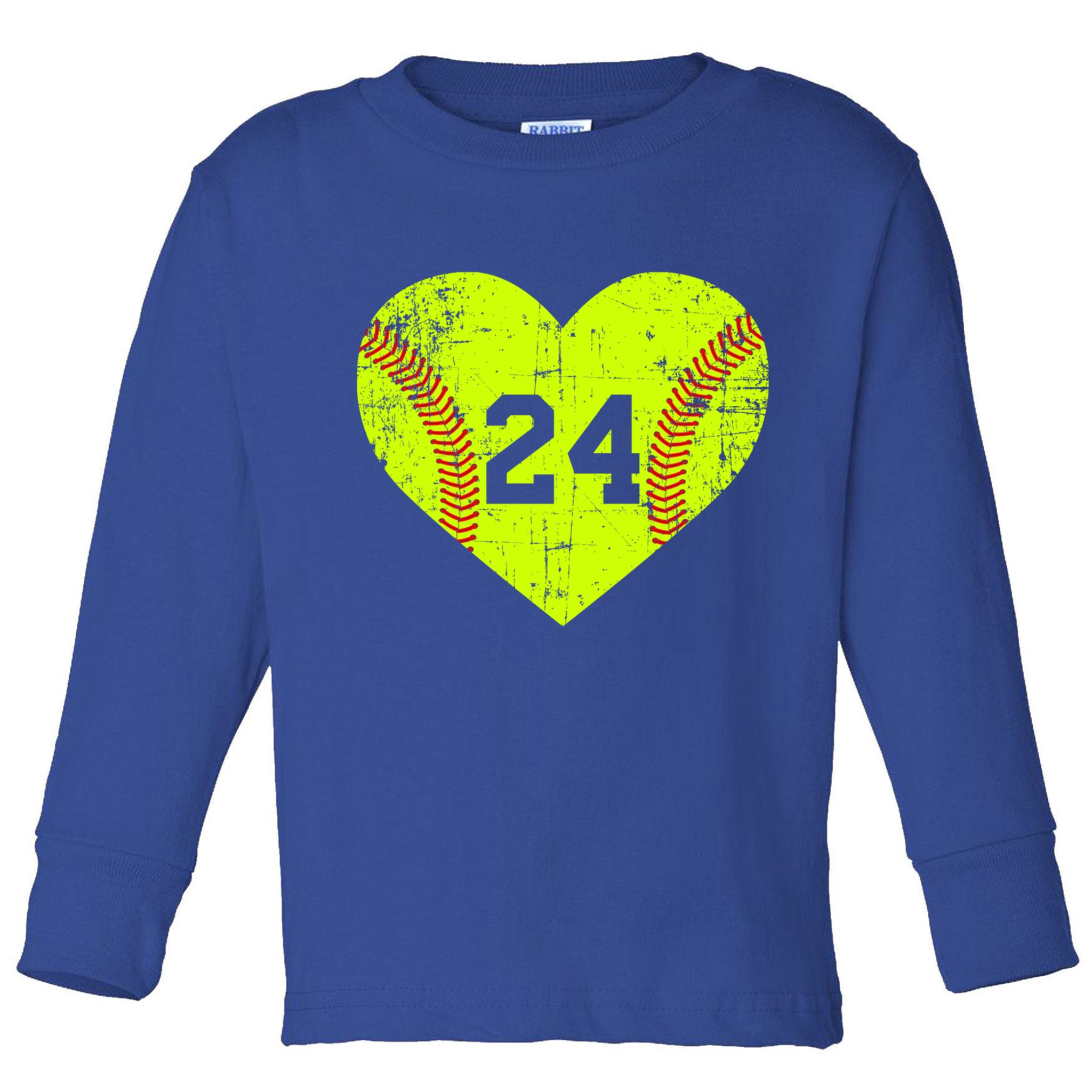Vintage Fastpitch Softball 24 Jersey Number Gift Toddler Long Sleeve Shirt