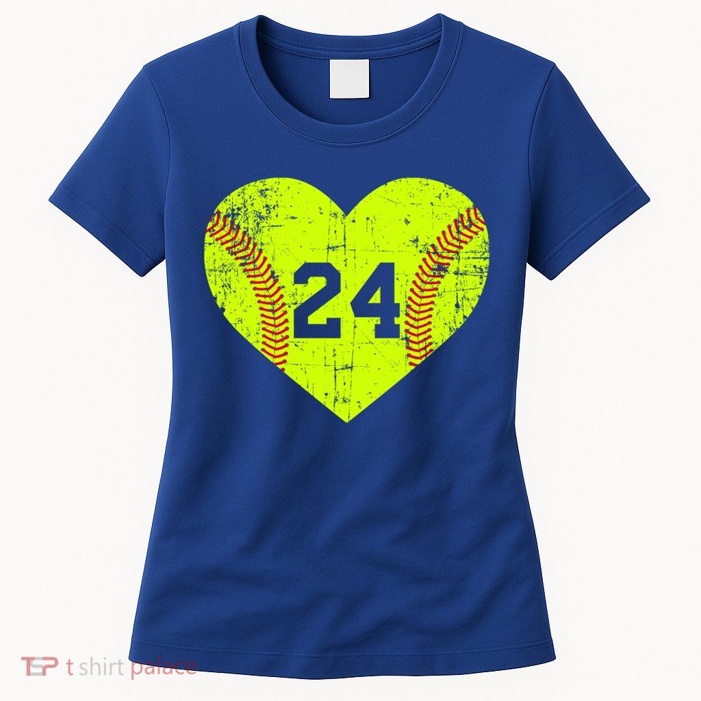 Vintage Fastpitch Softball 24 Jersey Number Gift Womens T-Shirt