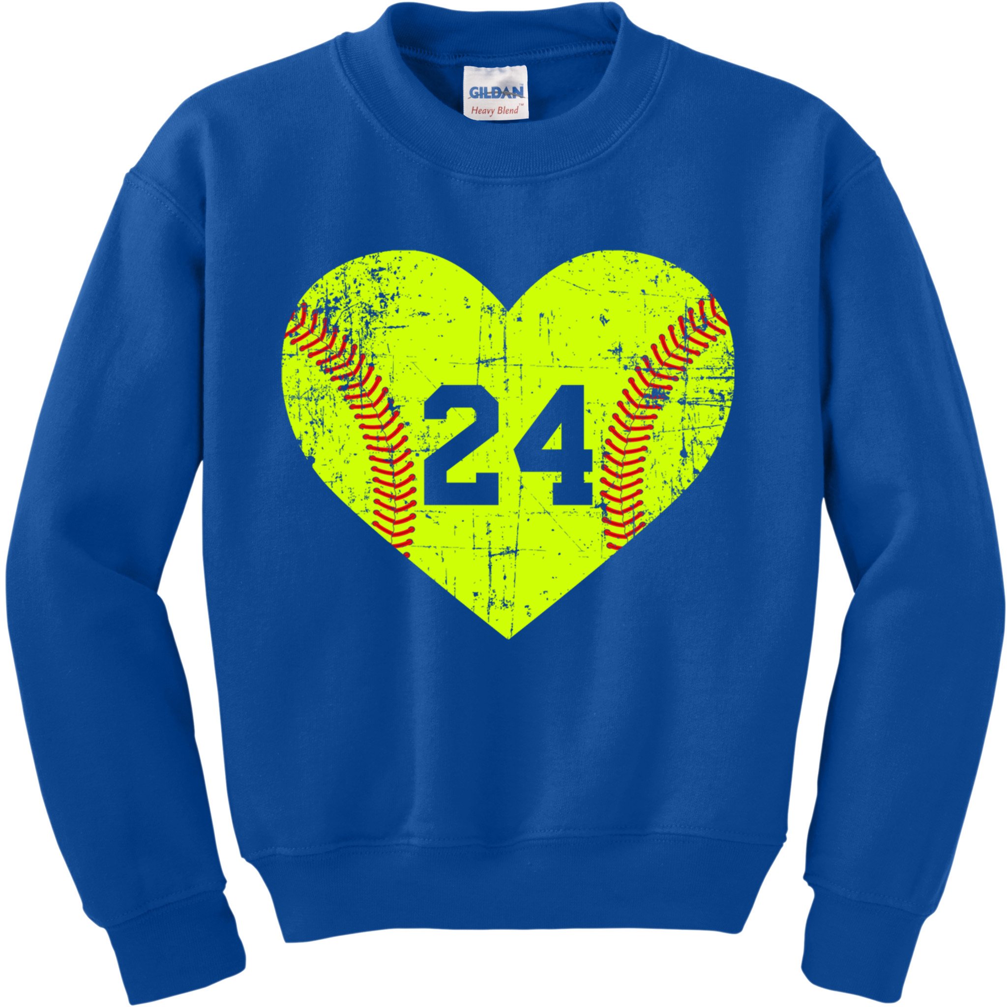 Vintage Fastpitch Softball 24 Jersey Number Gift Kids Sweatshirt