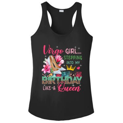 Virgo Funny Stepping Into Like Queen Floral High Heels Gift Ladies PosiCharge Competitor Racerback Tank