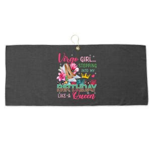 Virgo Funny Stepping Into Like Queen Floral High Heels Gift Large Microfiber Waffle Golf Towel