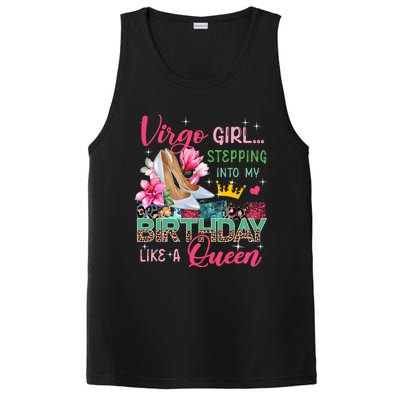 Virgo Funny Stepping Into Like Queen Floral High Heels Gift PosiCharge Competitor Tank