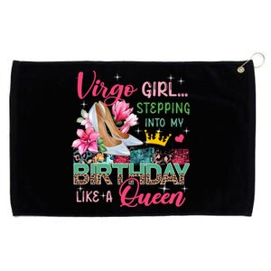 Virgo Funny Stepping Into Like Queen Floral High Heels Gift Grommeted Golf Towel