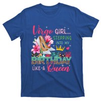 Virgo Funny Stepping Into Like Queen Floral High Heels Gift T-Shirt