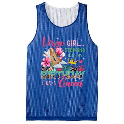 Virgo Funny Stepping Into Like Queen Floral High Heels Gift Mesh Reversible Basketball Jersey Tank