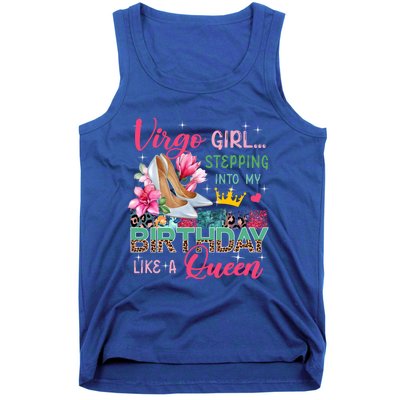 Virgo Funny Stepping Into Like Queen Floral High Heels Gift Tank Top