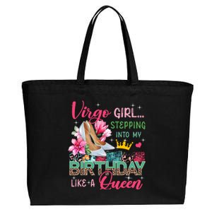 Virgo Funny Stepping Into Like Queen Floral High Heels Gift Cotton Canvas Jumbo Tote