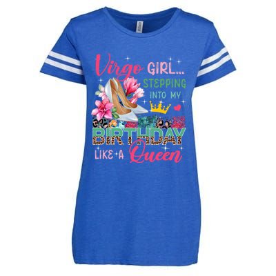 Virgo Funny Stepping Into Like Queen Floral High Heels Gift Enza Ladies Jersey Football T-Shirt