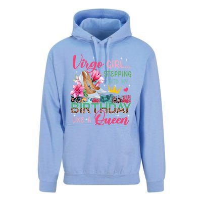 Virgo Funny Stepping Into Like Queen Floral High Heels Gift Unisex Surf Hoodie