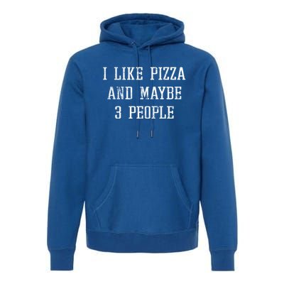 Vintage Funny Sarcastic I Like Pizza And Maybe 3 People Gift Premium Hoodie