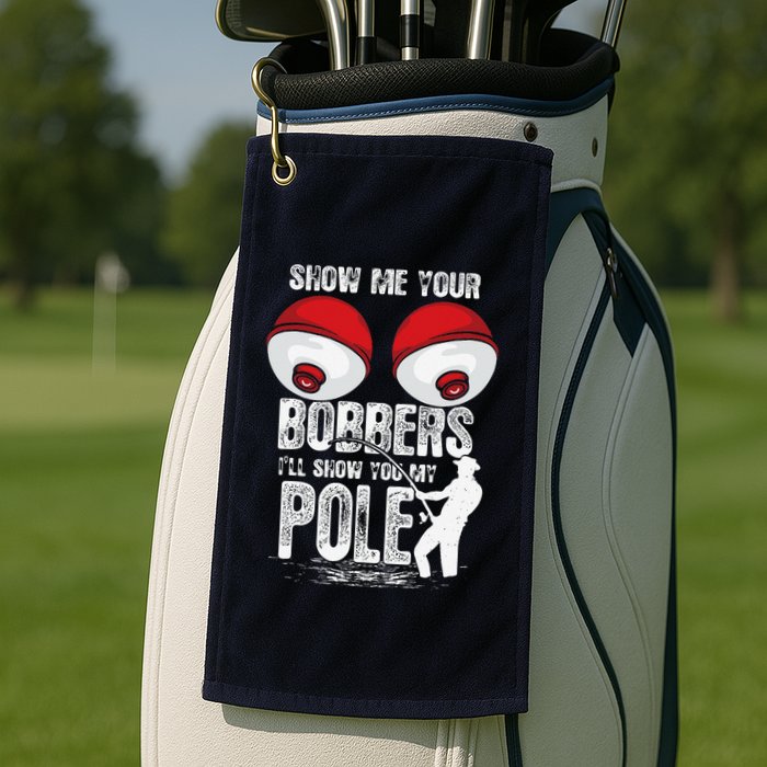 Vintage Funny Show Me Your Bobbers ILl Show You My Pole Golf Towel