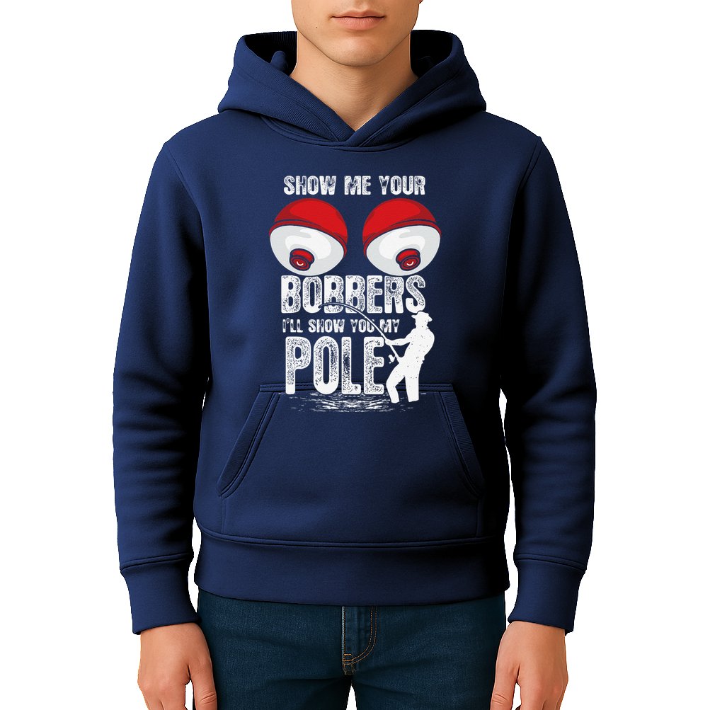 Vintage Funny Show Me Your Bobbers ILl Show You My Pole Kids Hoodie