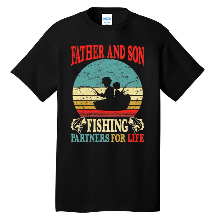 Vintage Father Son Fishing Partners For Life Dad Matching Tall T-Shirt