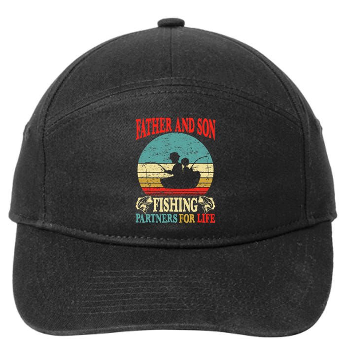 Vintage Father Son Fishing Partners For Life Dad Matching 7-Panel Snapback Hat