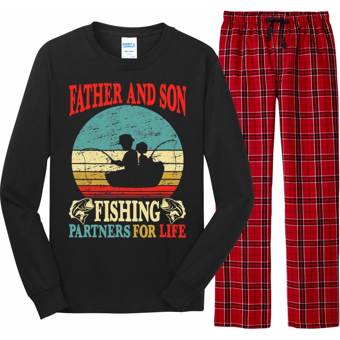 Vintage Father Son Fishing Partners For Life Dad Matching Long Sleeve Pajama Set