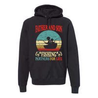 Vintage Father Son Fishing Partners For Life Dad Matching Premium Hoodie