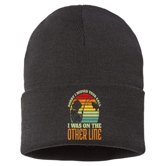 Vintage Fishing Sorry I Missed Your Call Was On Other Line Sustainable Knit Beanie