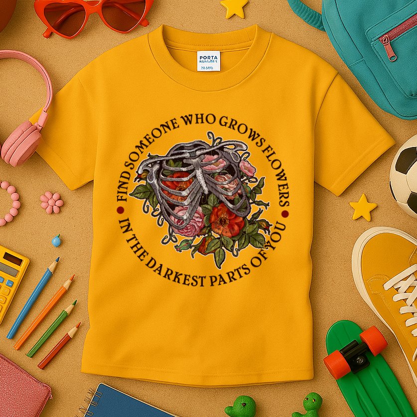 Vintage Find Someone Who Grows Flowers In The Darkest Parts Of You Kids T-Shirt