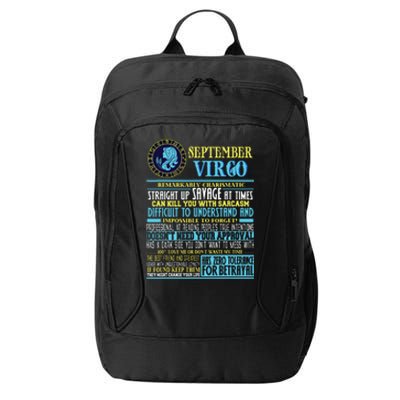 Virgo Facts Shirts Funny September Virgo Gift City Backpack