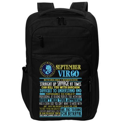 Virgo Facts Shirts Funny September Virgo Gift Impact Tech Backpack