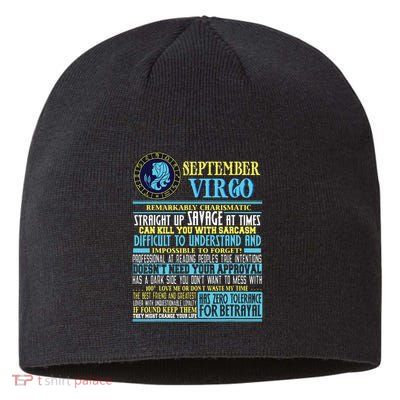 Virgo Facts Shirts Funny September Virgo Gift Sustainable Beanie
