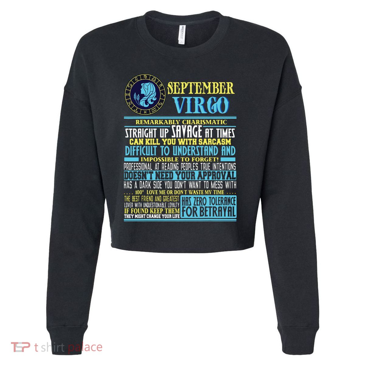 Virgo Facts Shirts Funny September Virgo Gift Cropped Pullover Crew