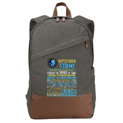 Virgo Facts Shirts Funny September Virgo Gift Cotton Canvas Backpack