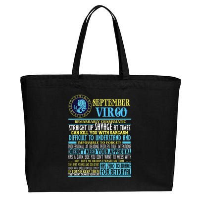 Virgo Facts Shirts Funny September Virgo Gift Cotton Canvas Jumbo Tote