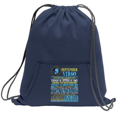 Virgo Facts Shirts Funny September Virgo Gift Sweatshirt Cinch Pack Bag