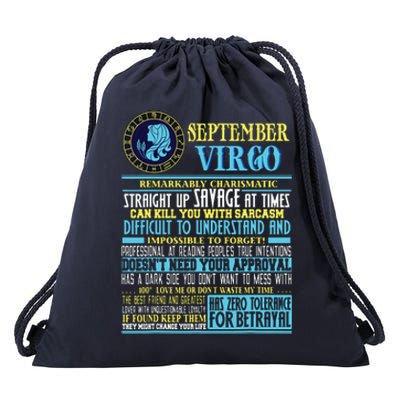 Virgo Facts Shirts Funny September Virgo Gift Drawstring Bag