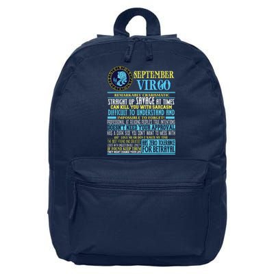 Virgo Facts Shirts Funny September Virgo Gift 16 in Basic Backpack