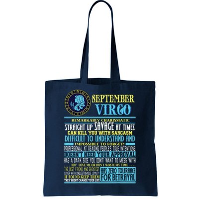 Virgo Facts Shirts Funny September Virgo Gift Tote Bag