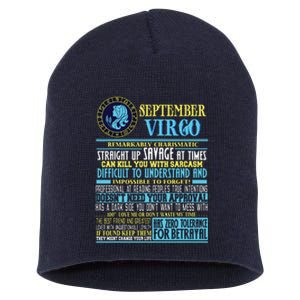 Virgo Facts Shirts Funny September Virgo Gift Short Acrylic Beanie