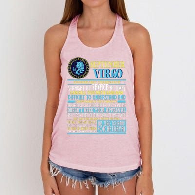 Virgo Facts Shirts Funny September Virgo Gift Women's Knotted Racerback Tank