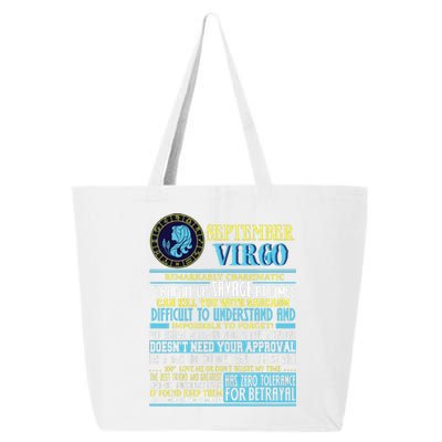 Virgo Facts Shirts Funny September Virgo Gift 25L Jumbo Tote