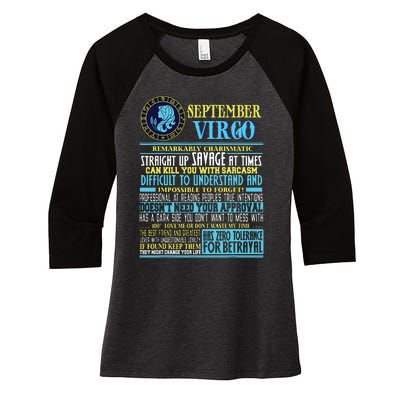 Virgo Facts Shirts Funny September Virgo Gift Women's Tri-Blend 3/4-Sleeve Raglan Shirt