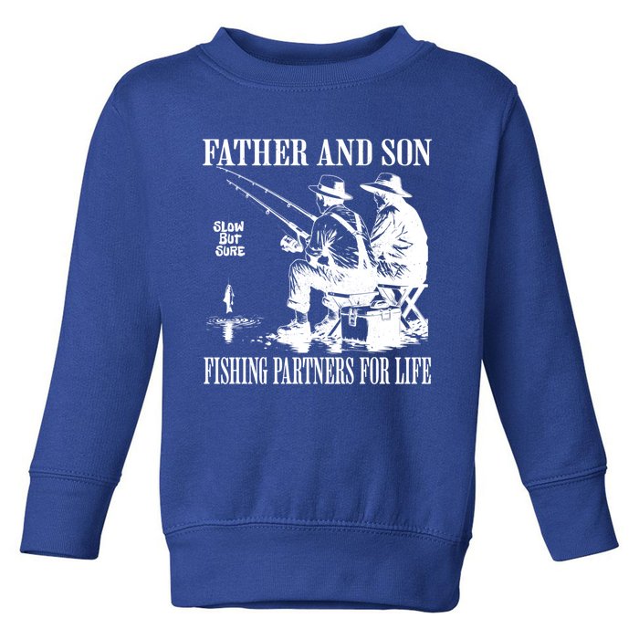 Vintage Father Son Fishing Partners For Life Dad Matching Meaningful Gift Toddler Sweatshirt