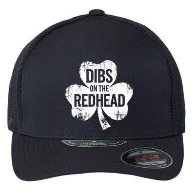 Vintage Funny St Patricks Day Shamrock Dibs On The Redhead Flexfit Unipanel Trucker Cap