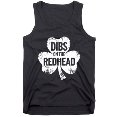 Vintage Funny St Patricks Day Shamrock Dibs On The Redhead Tank Top