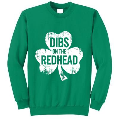 Vintage Funny St Patricks Day Shamrock Dibs On The Redhead Sweatshirt