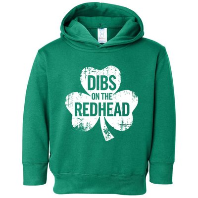 Vintage Funny St Patricks Day Shamrock Dibs On The Redhead Toddler Hoodie