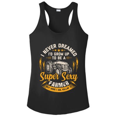 Vintage Farmer Shirts Men Tractor Gift Boy Farm Rancher Ladies PosiCharge Competitor Racerback Tank