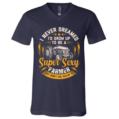 Vintage Farmer Shirts Men Tractor Gift Boy Farm Rancher V-Neck T-Shirt