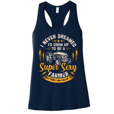 Vintage Farmer Shirts Men Tractor Gift Boy Farm Rancher Women's Racerback Tank