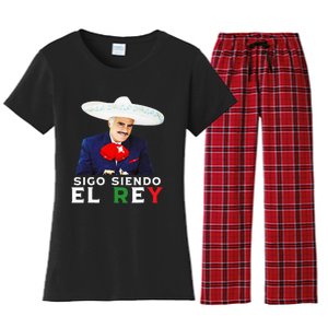 Vicente Fernandez Siendo El Rey Mexican Flag Women's Flannel Pajama Set